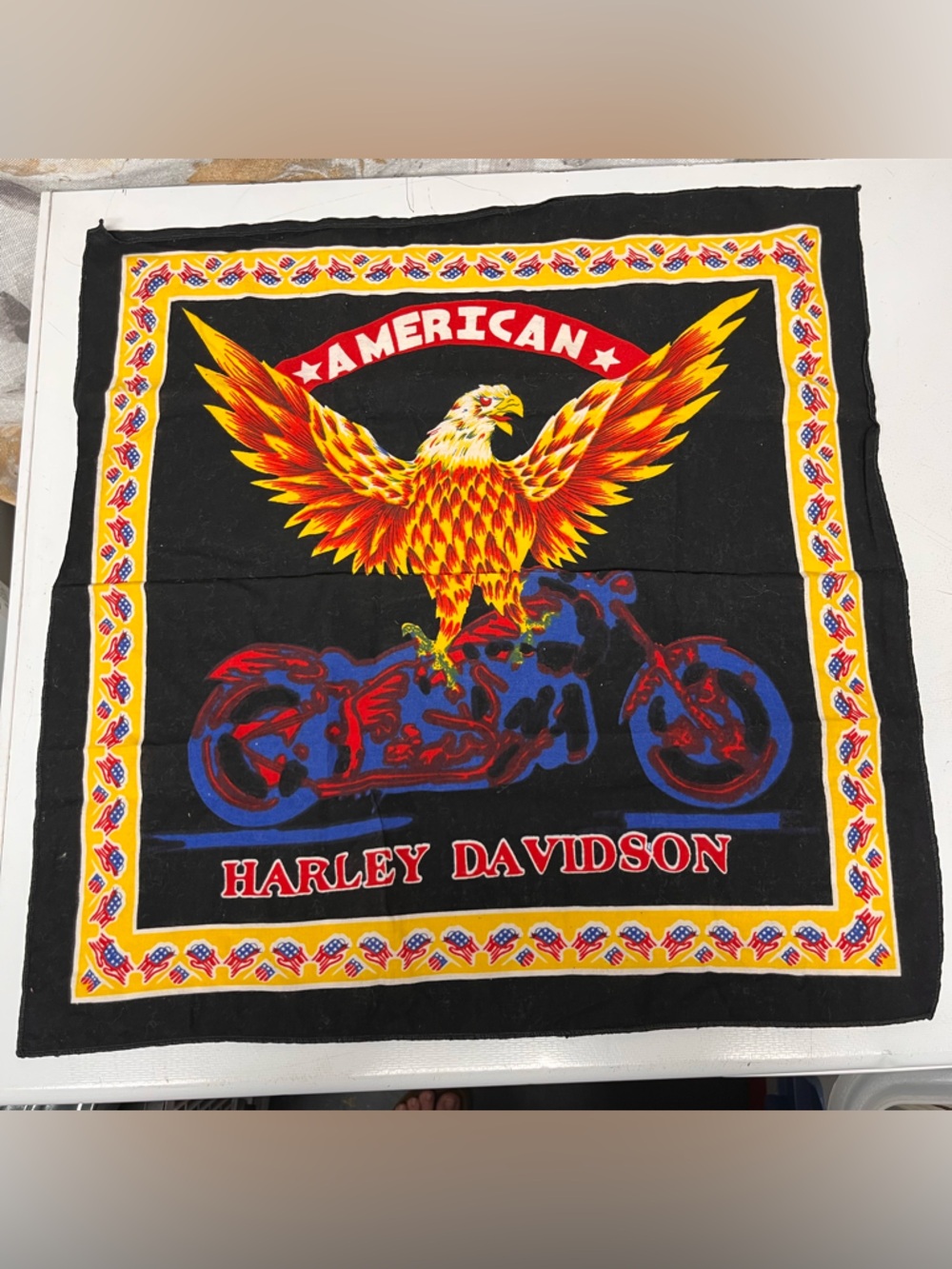 Harley-Davidson Black Bandana with Yellow and Red Eagle
